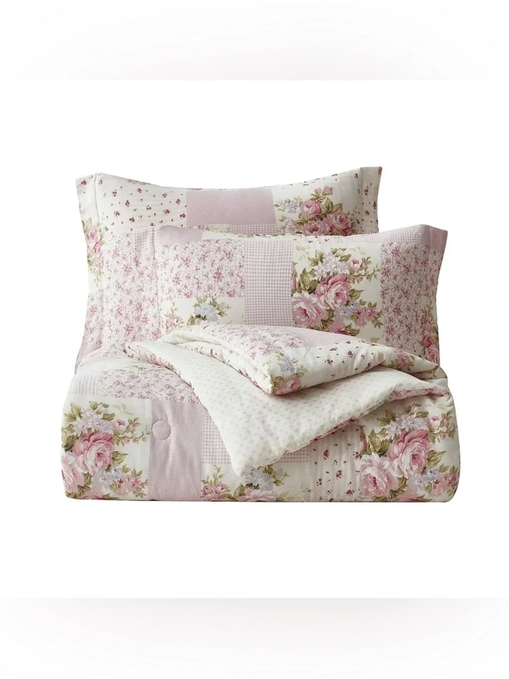 Floral Patchwork Pink king 3 piece comforter Set